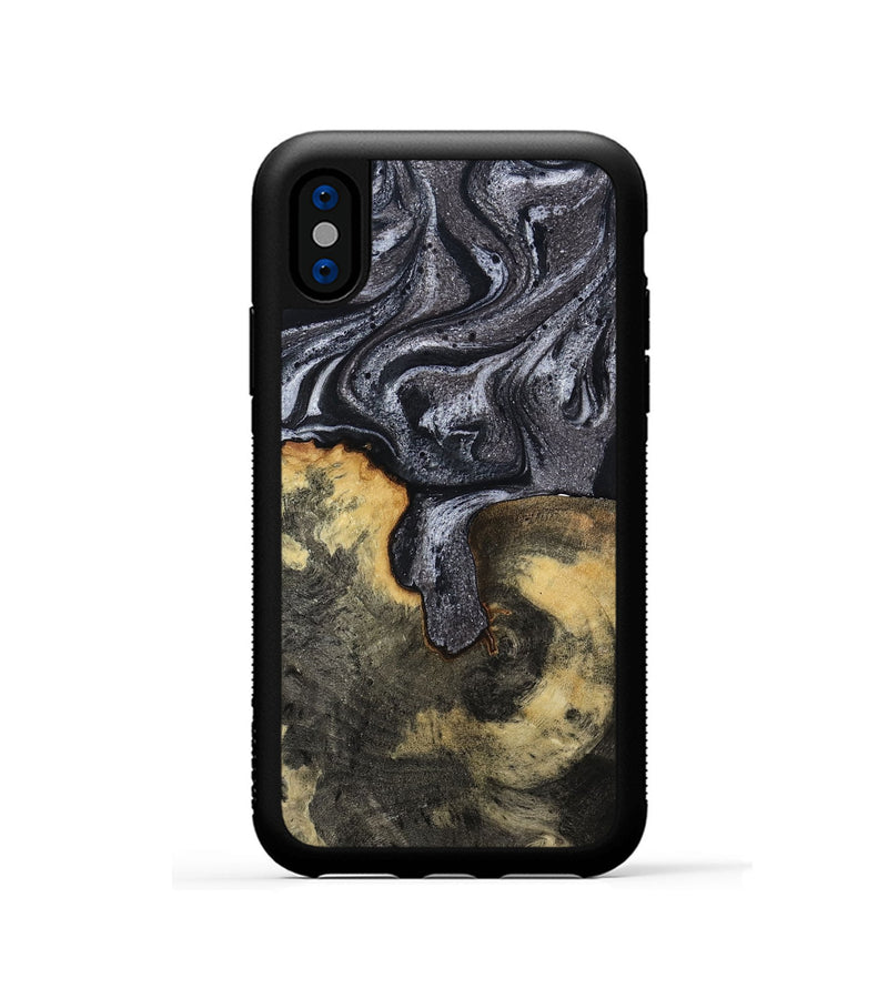 iPhone Xs Wood Phone Case - Laquita (Black & White, 801005)
