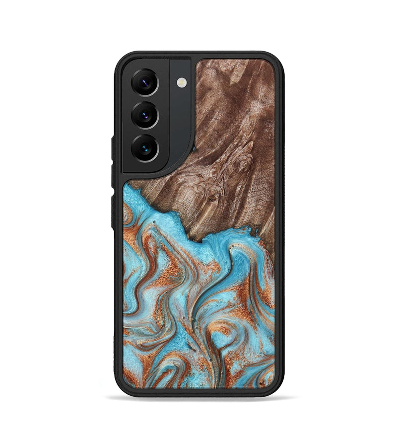 Galaxy S22 Wood Phone Case - Tressa (Teal & Gold, 801012)