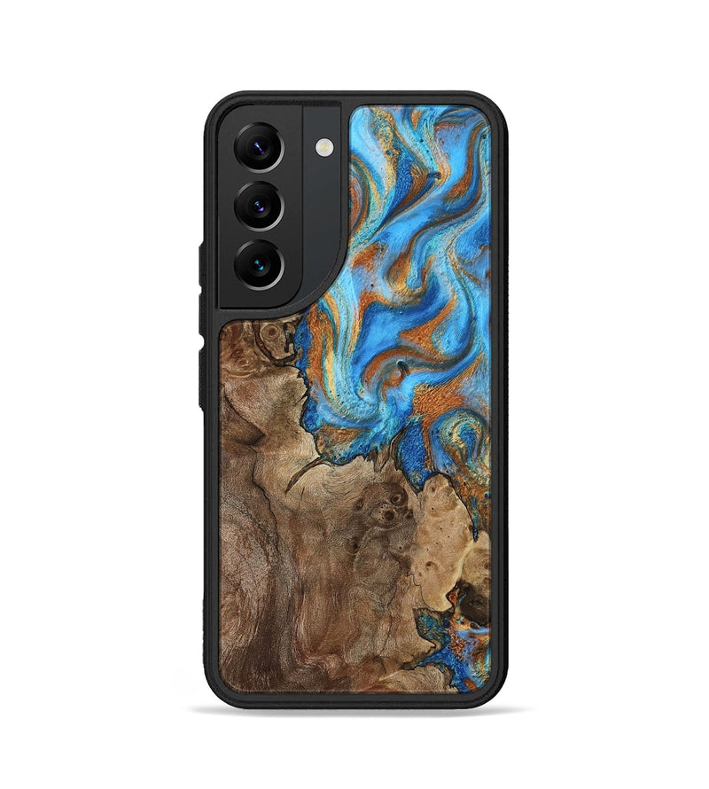 Galaxy S22 Wood Phone Case - Kaison (Teal & Gold, 801013)