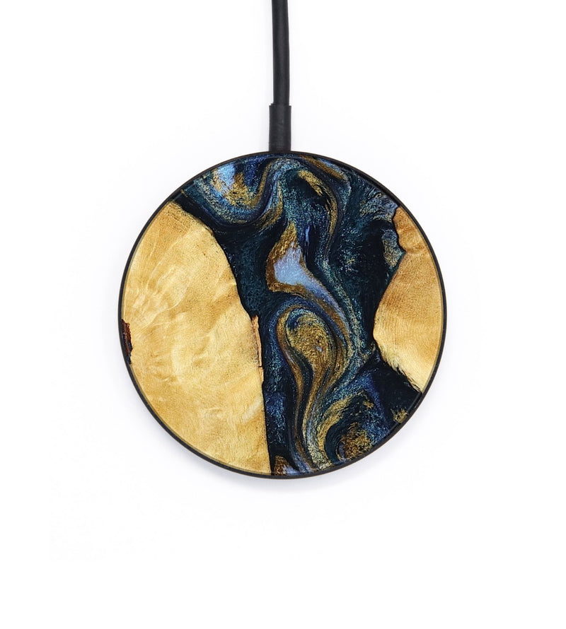 Circle Wood Wireless Charger - Harlan (Teal & Gold, 801014)
