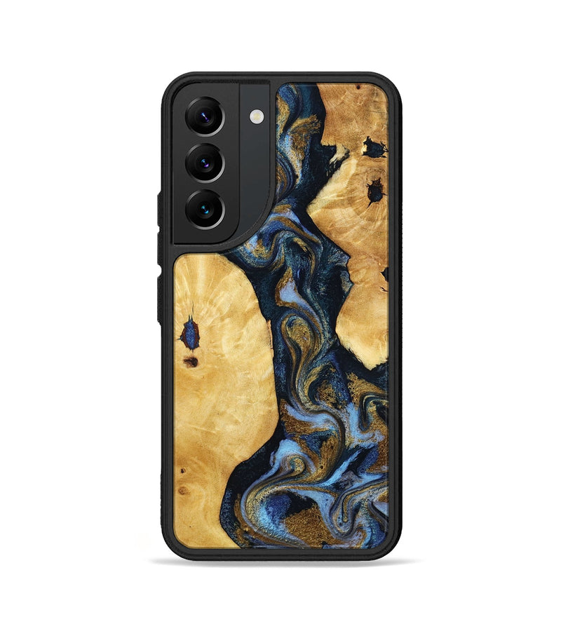 Galaxy S22 Wood Phone Case - Harlan (Teal & Gold, 801014)