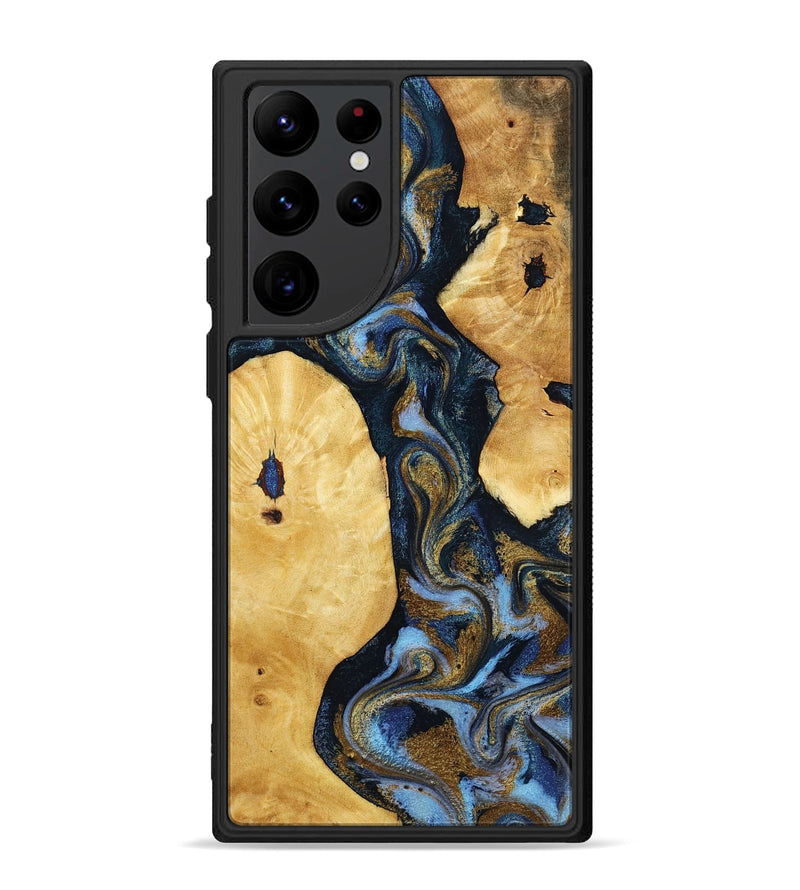 Galaxy S22 Ultra Wood Phone Case - Harlan (Teal & Gold, 801014)