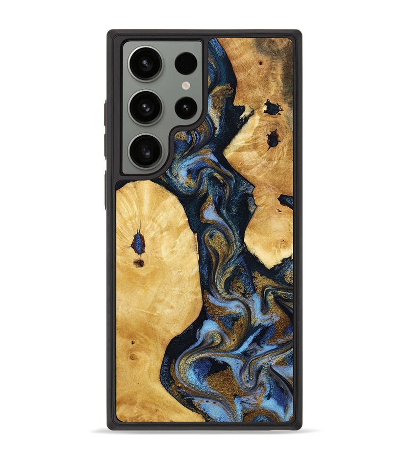 Galaxy S23 Ultra Wood Phone Case - Harlan (Teal & Gold, 801014)