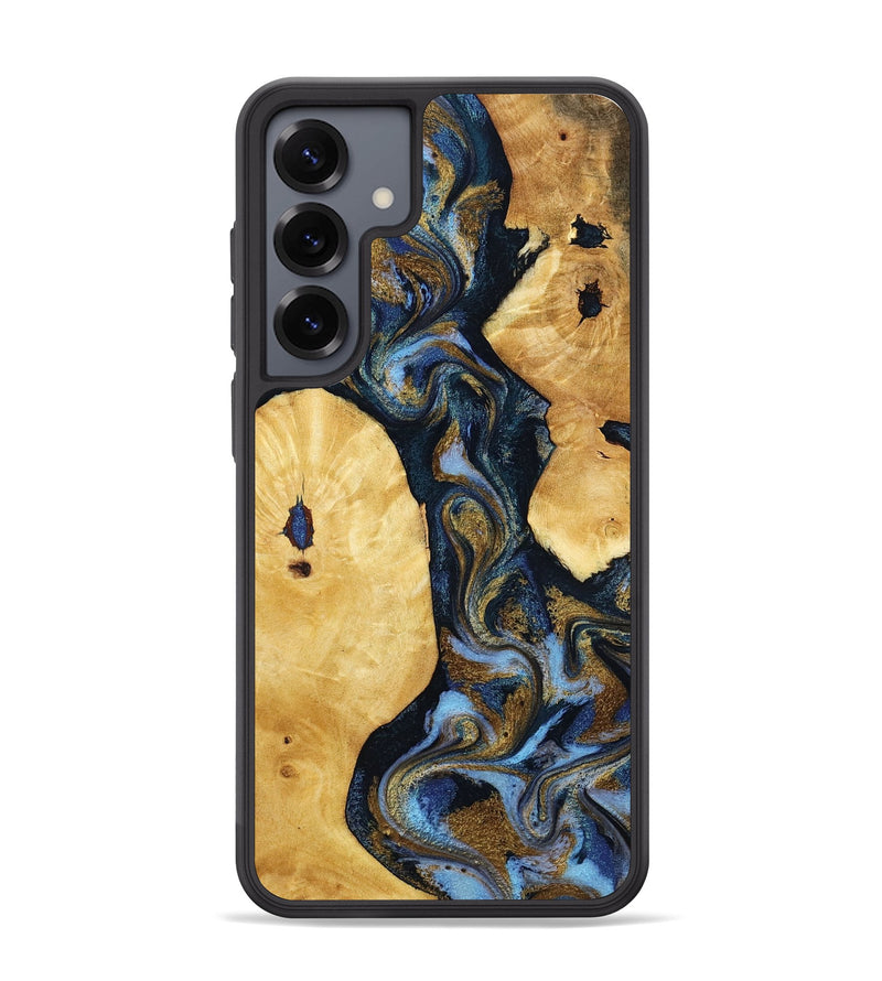 Galaxy S25 Plus Wood Phone Case - Harlan (Teal & Gold, 801014)