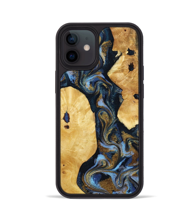 iPhone 12 Wood Phone Case - Harlan (Teal & Gold, 801014)