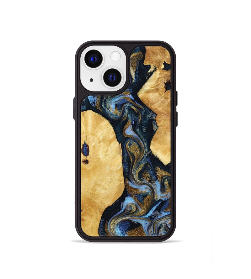 iPhone 13 mini Wood Phone Case - Harlan (Teal & Gold, 801014)