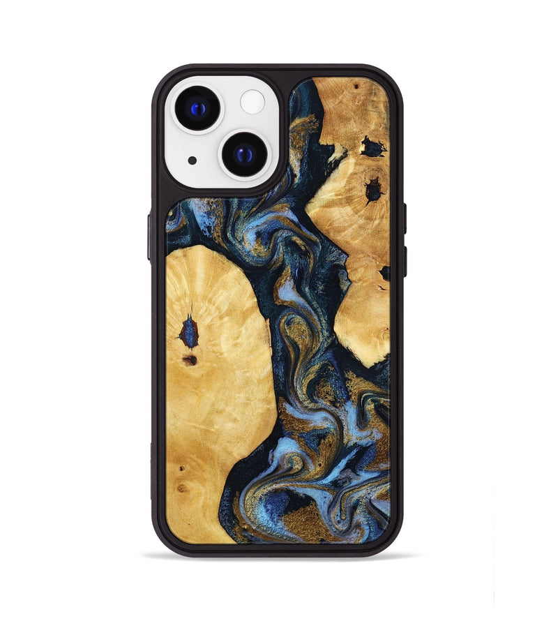 iPhone 13 Wood Phone Case - Harlan (Teal & Gold, 801014)