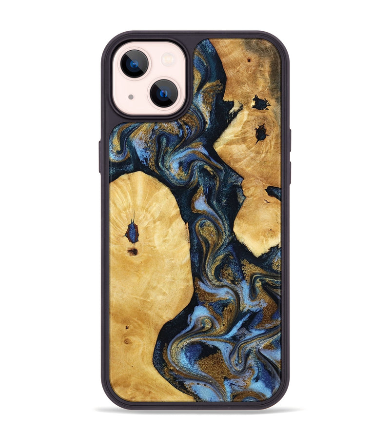 iPhone 14 Plus Wood Phone Case - Harlan (Teal & Gold, 801014)