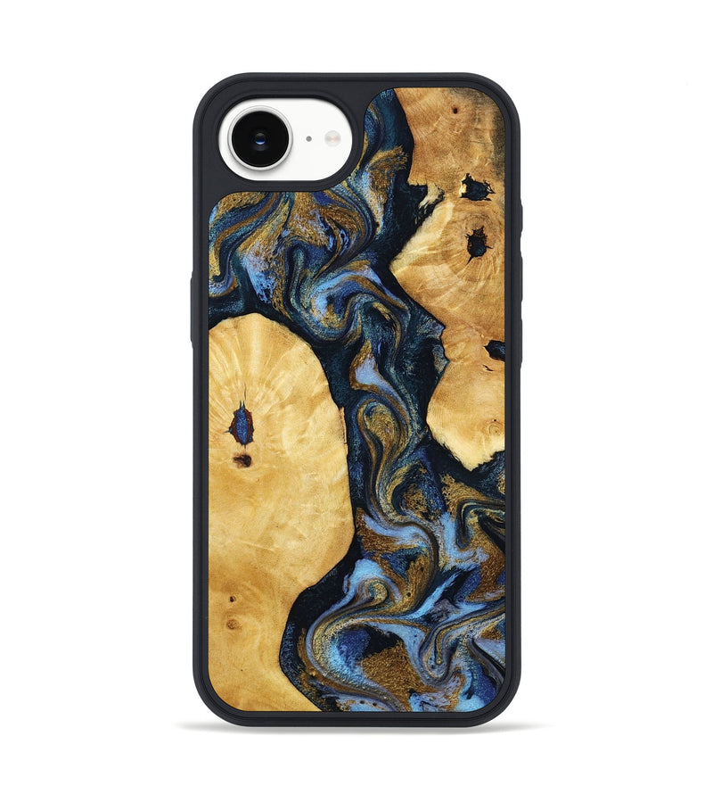 iPhone 16e Wood Phone Case - Harlan (Teal & Gold, 801014)