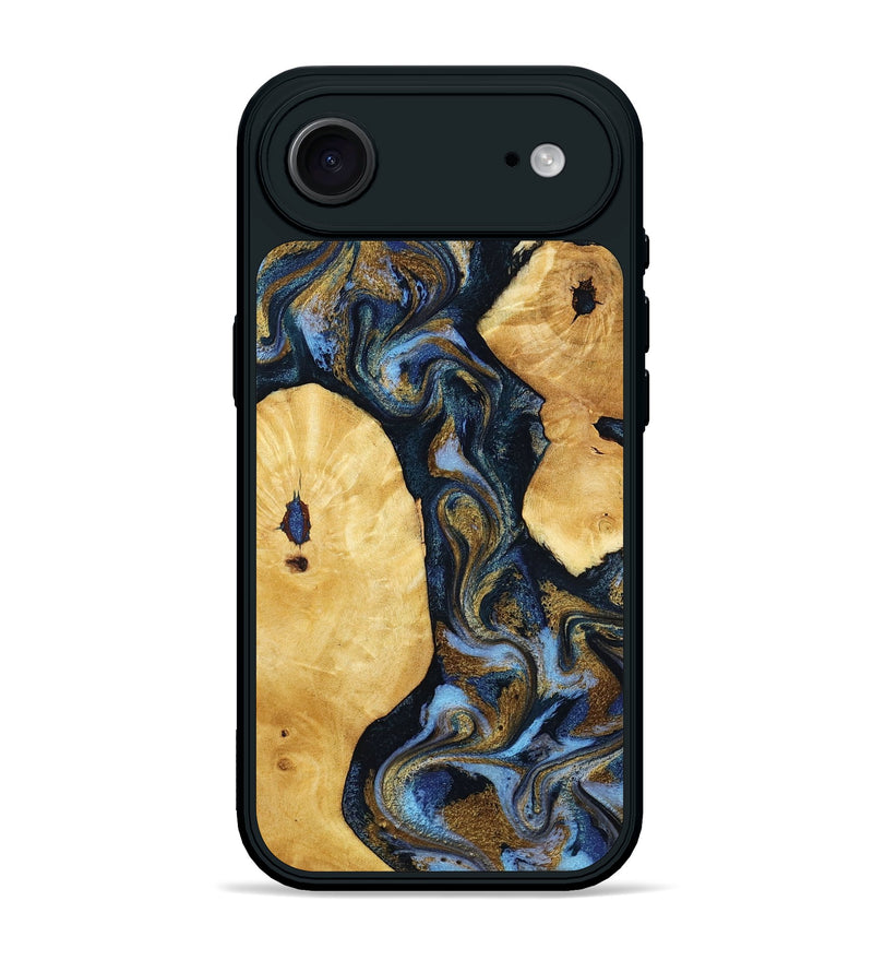 iPhone 17 Air Wood Phone Case - Harlan (Teal & Gold, 801014)