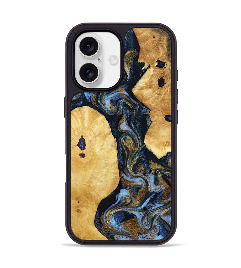 iPhone 17 Wood Phone Case - Harlan (Teal & Gold, 801014)