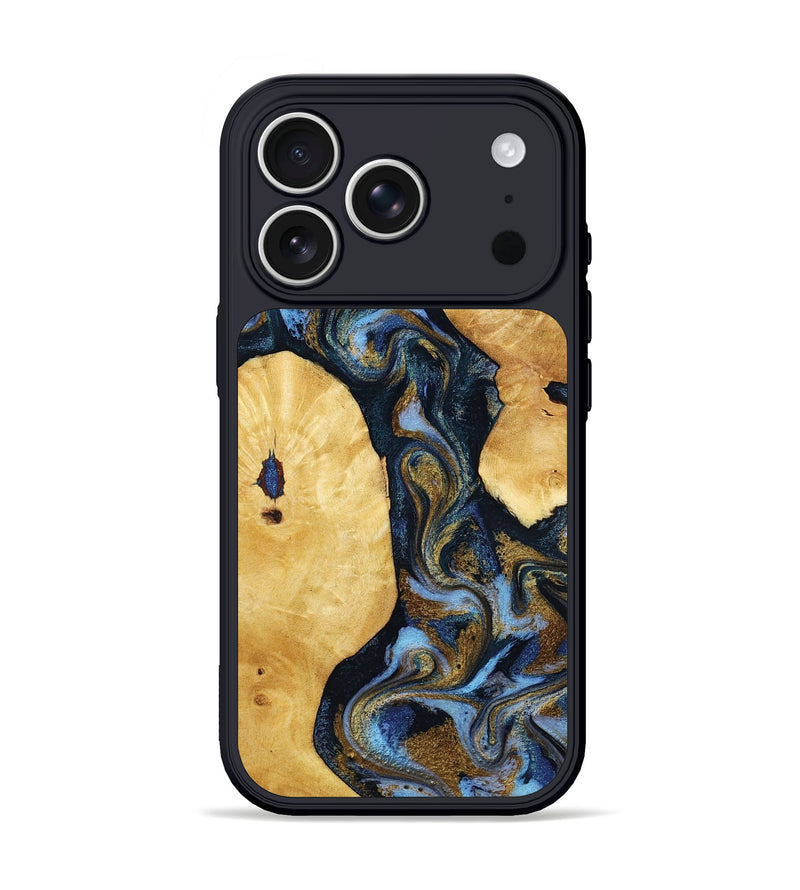 iPhone 17 Pro Wood Phone Case - Harlan (Teal & Gold, 801014)