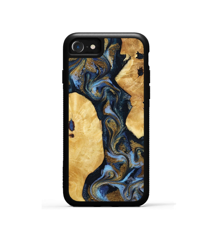 iPhone SE Wood Phone Case - Harlan (Teal & Gold, 801014)