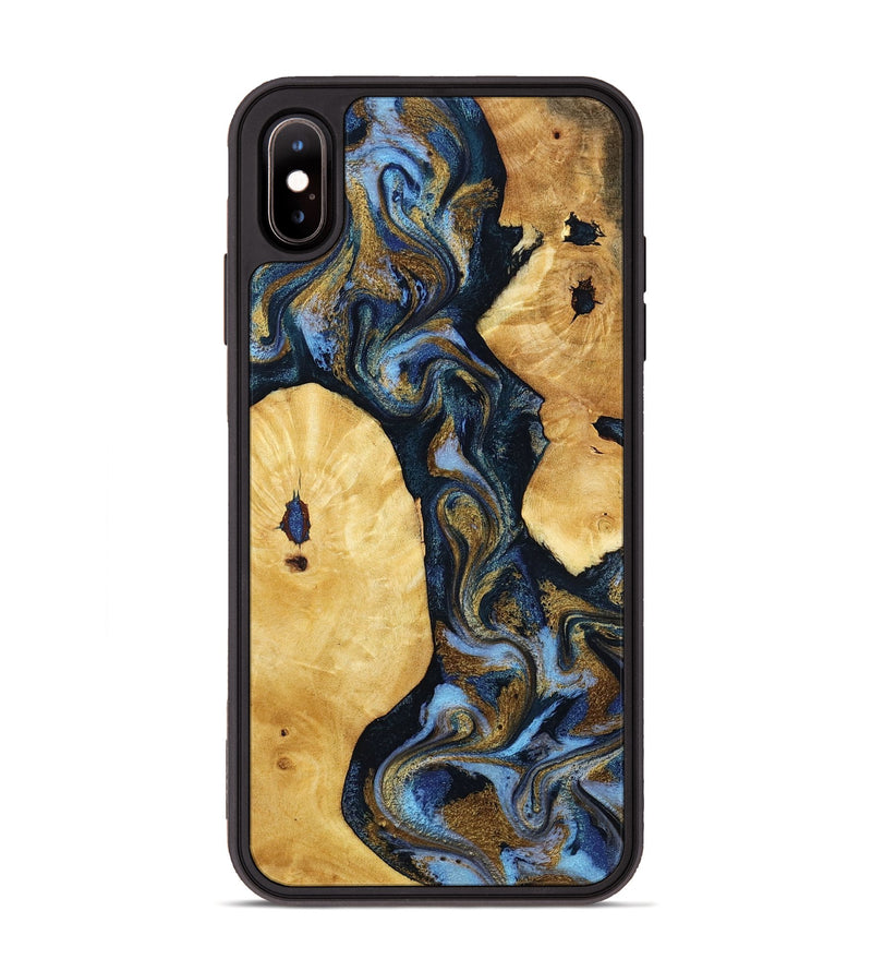 iPhone Xs Max Wood Phone Case - Harlan (Teal & Gold, 801014)