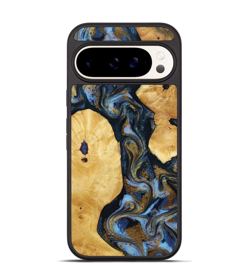 Pixel 9 Wood Phone Case - Harlan (Teal & Gold, 801014)