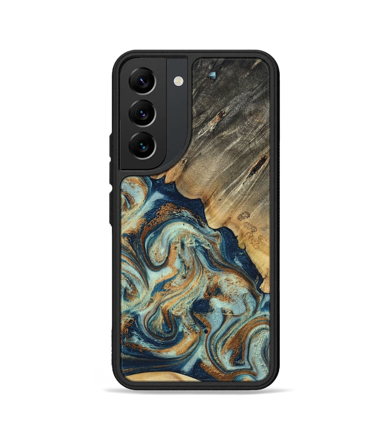 Galaxy S22 Wood Phone Case - Abril (Teal & Gold, 801016)