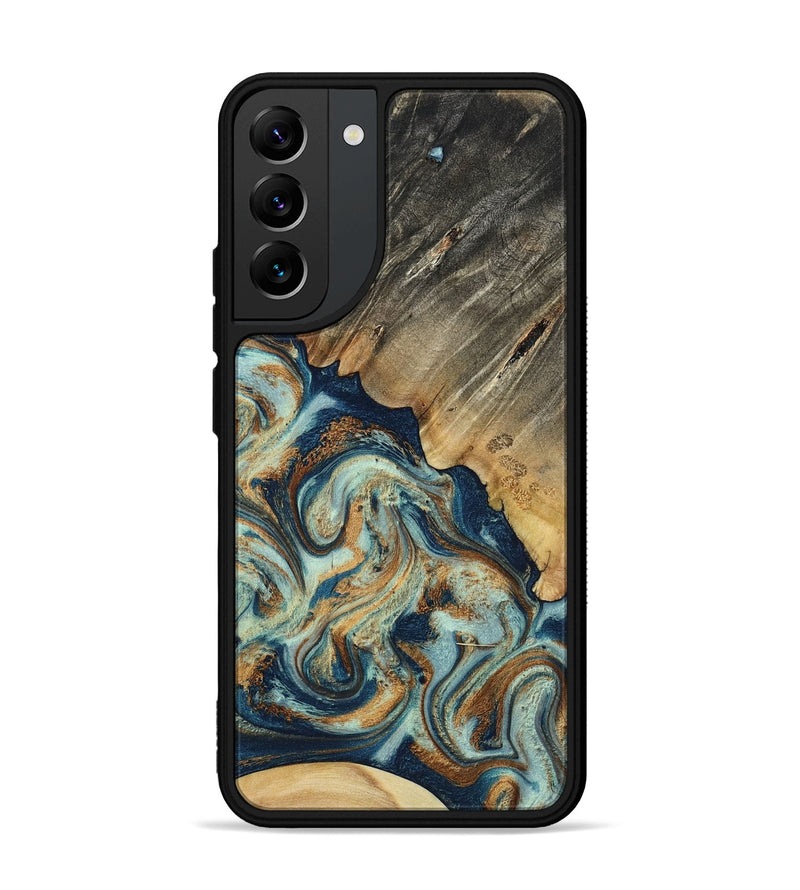 Galaxy S22 Plus Wood Phone Case - Abril (Teal & Gold, 801016)