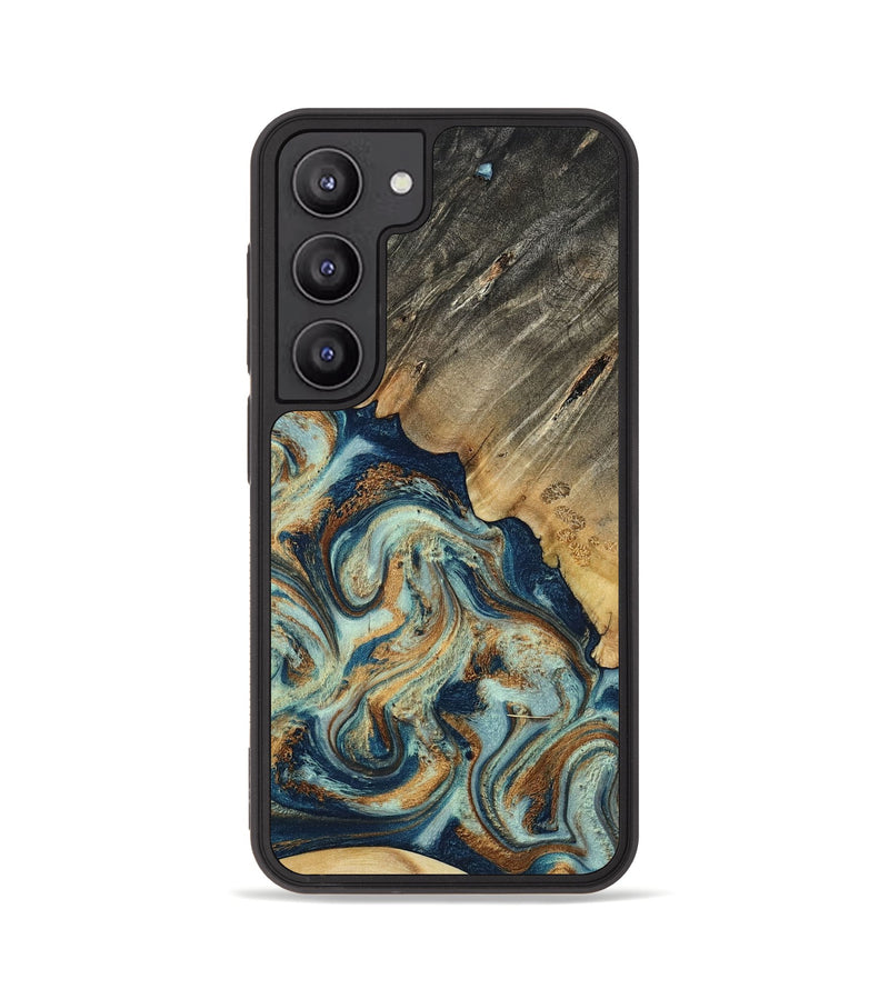 Galaxy S23 Wood Phone Case - Abril (Teal & Gold, 801016)