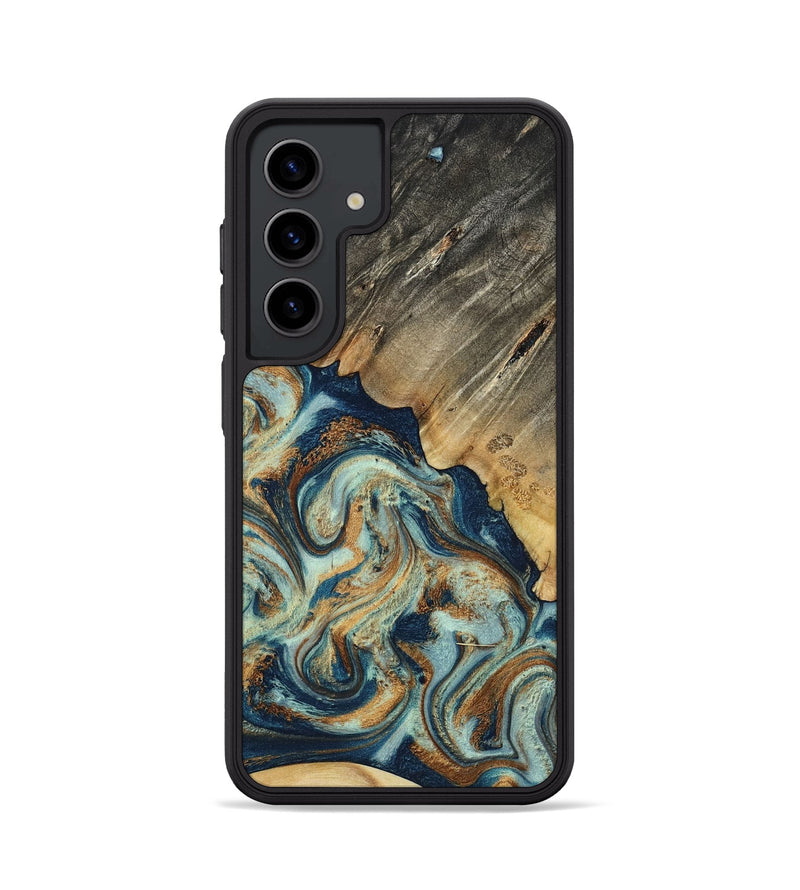 Galaxy S24 Wood Phone Case - Abril (Teal & Gold, 801016)