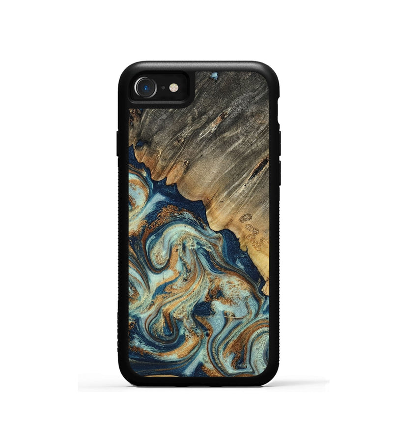 iPhone SE Wood Phone Case - Abril (Teal & Gold, 801016)