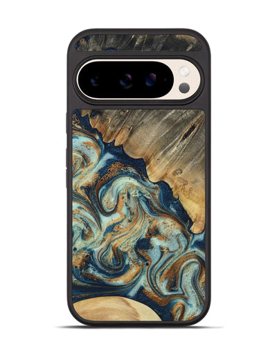 Pixel 10 Wood Phone Case - Abril (Teal & Gold, 801016)