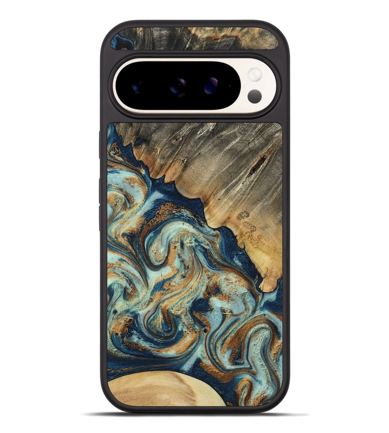 Pixel 9 Pro XL Wood Phone Case - Abril (Teal & Gold, 801016)