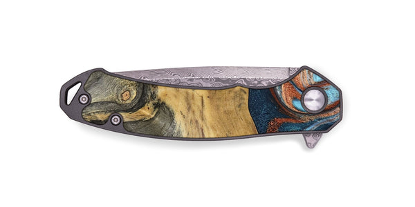 EDC Wood Pocket Knife - Yareli (Teal & Gold, 801017)