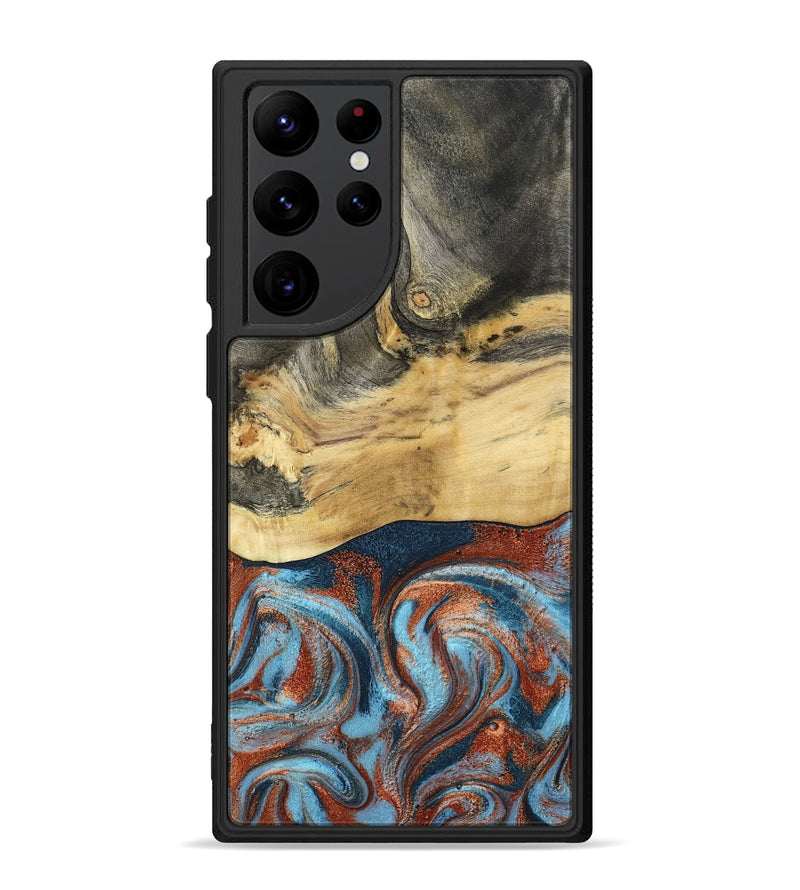 Galaxy S22 Ultra Wood Phone Case - Yareli (Teal & Gold, 801017)