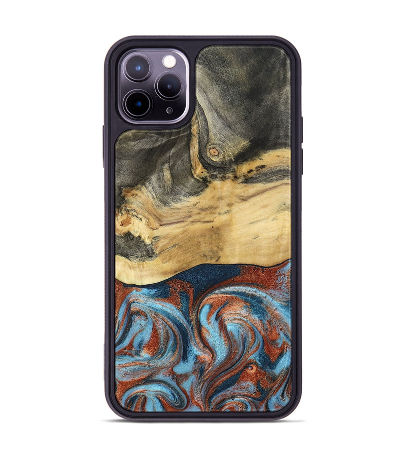 iPhone 11 Pro Max Wood Phone Case - Yareli (Teal & Gold, 801017)