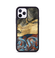 iPhone 11 Pro Wood Phone Case - Yareli (Teal & Gold, 801017)