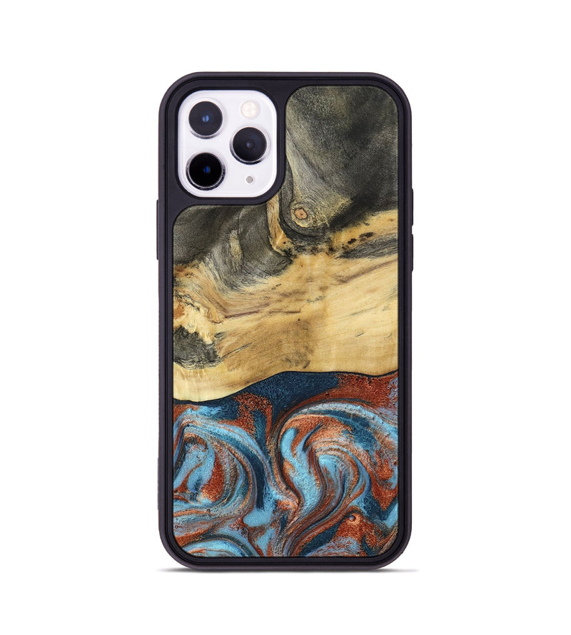 iPhone 11 Pro Wood Phone Case - Yareli (Teal & Gold, 801017)