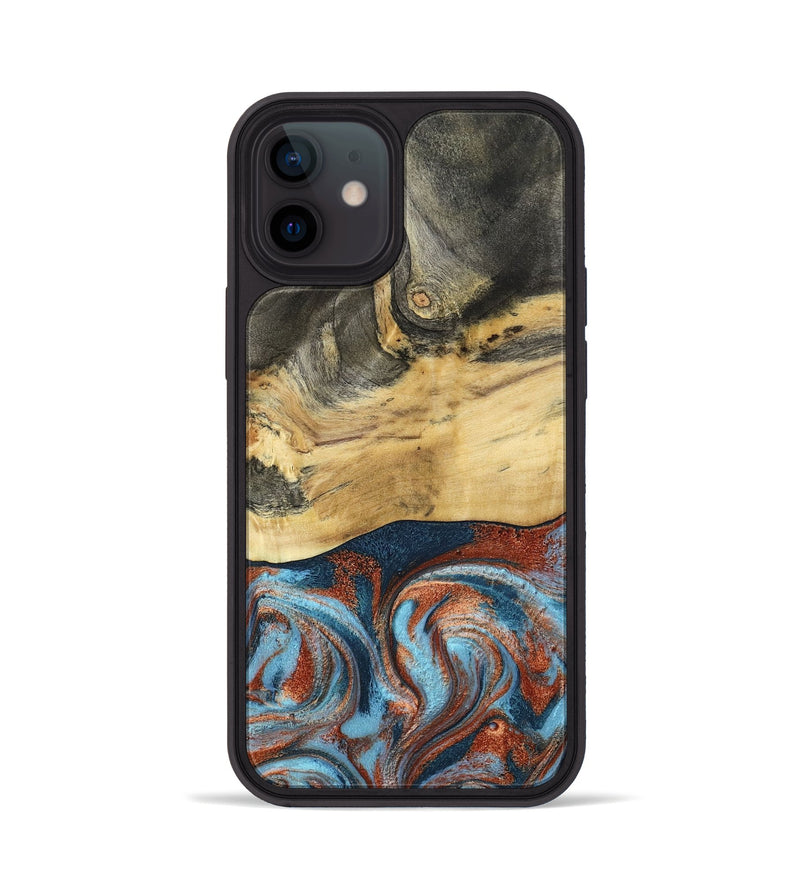 iPhone 12 Wood Phone Case - Yareli (Teal & Gold, 801017)