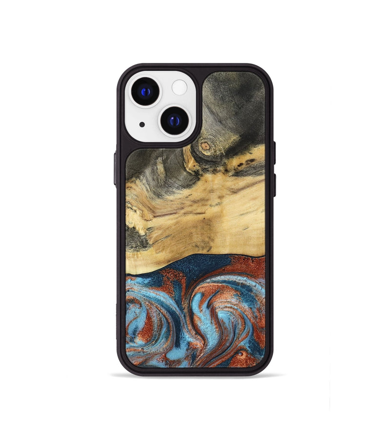 iPhone 13 mini Wood Phone Case - Yareli (Teal & Gold, 801017)