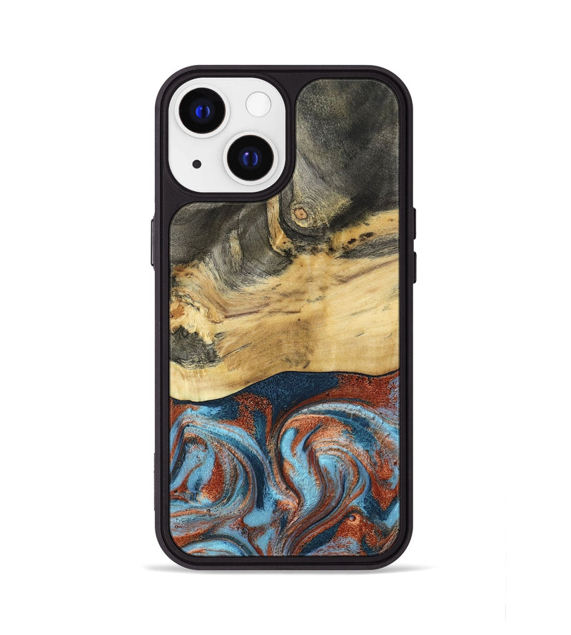iPhone 13 Wood Phone Case - Yareli (Teal & Gold, 801017)