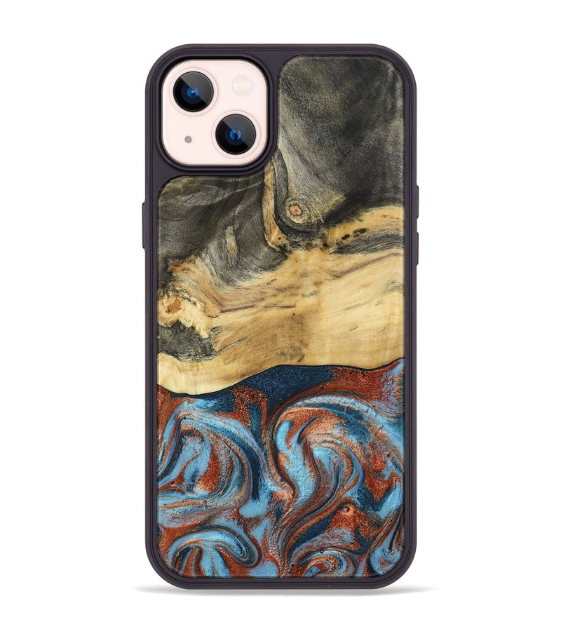 iPhone 14 Plus Wood Phone Case - Yareli (Teal & Gold, 801017)