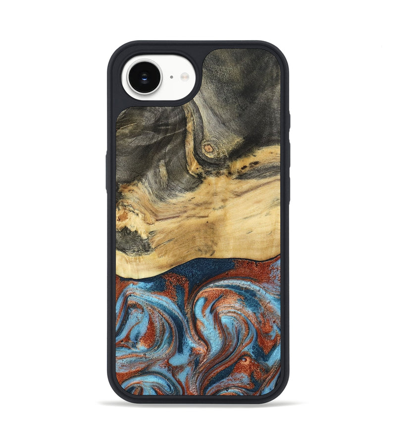 iPhone 16e Wood Phone Case - Yareli (Teal & Gold, 801017)