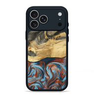 iPhone 17 Pro Max Wood Phone Case - Yareli (Teal & Gold, 801017)