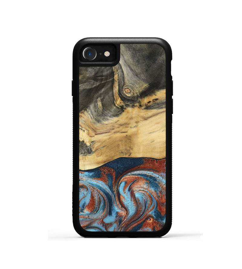 iPhone SE Wood Phone Case - Yareli (Teal & Gold, 801017)