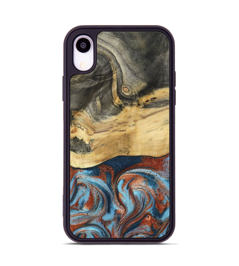 iPhone Xr Wood Phone Case - Yareli (Teal & Gold, 801017)