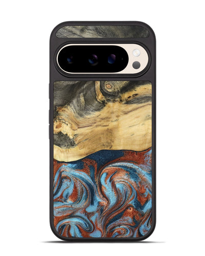 Pixel 10 Wood Phone Case - Yareli (Teal & Gold, 801017)
