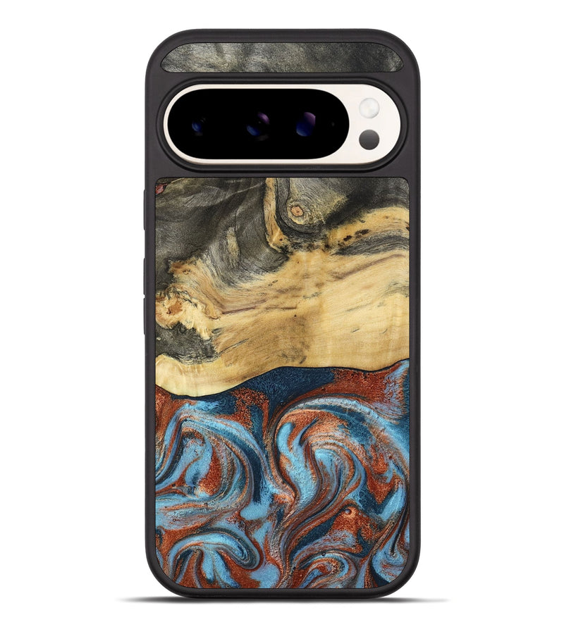 Pixel 10 Pro XL Wood Phone Case - Yareli (Teal & Gold, 801017)