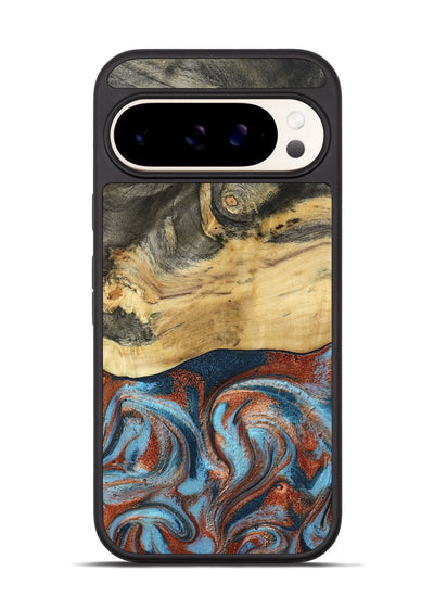 Pixel 9 Pro Wood Phone Case - Yareli (Teal & Gold, 801017)