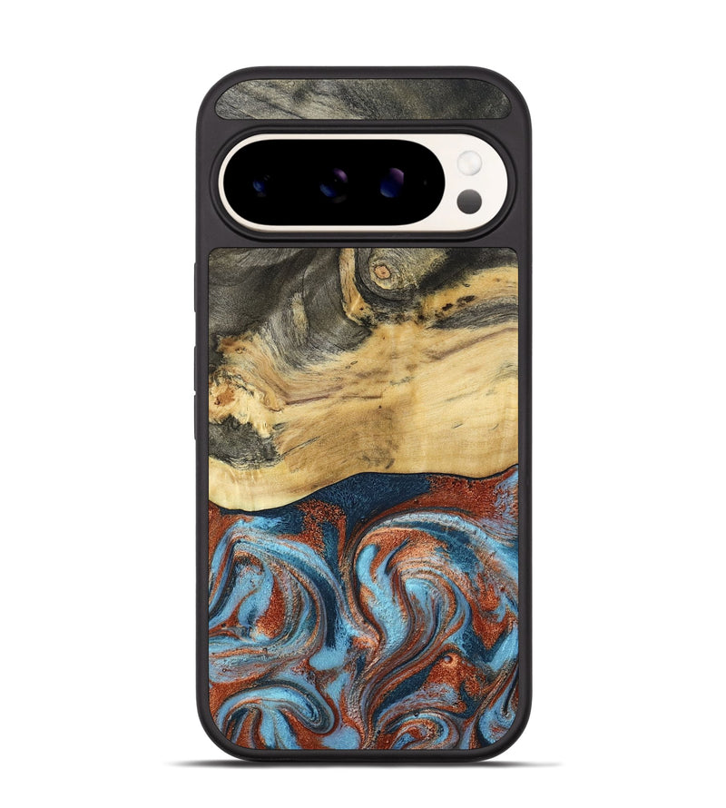 Pixel 9 Pro Wood Phone Case - Yareli (Teal & Gold, 801017)