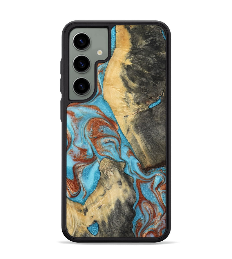 Galaxy S24 Plus Wood Phone Case - Dahlia (Teal & Gold, 801019)