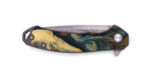 EDC Wood Pocket Knife - Perry (Teal & Gold, 801020)
