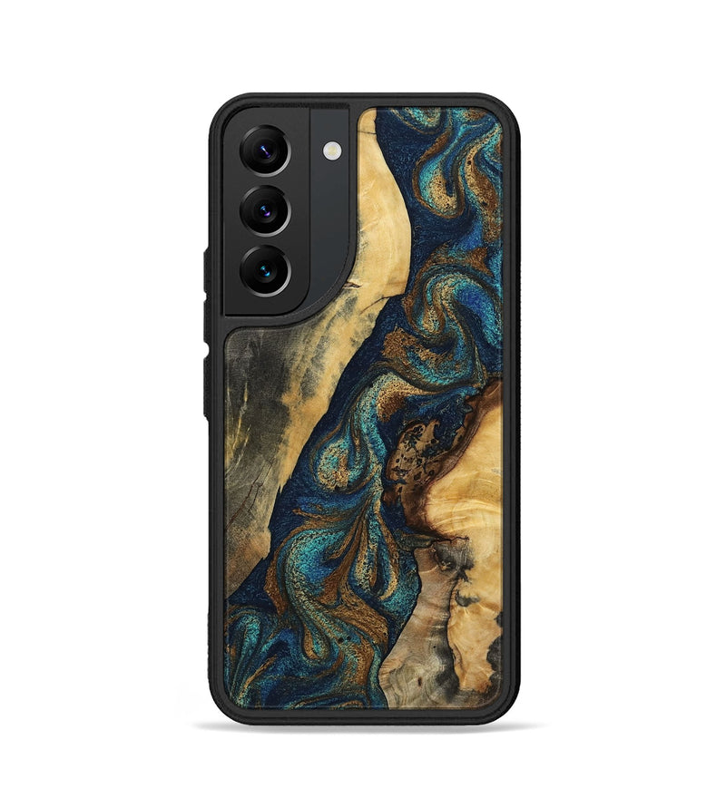 Galaxy S22 Wood Phone Case - Perry (Teal & Gold, 801020)