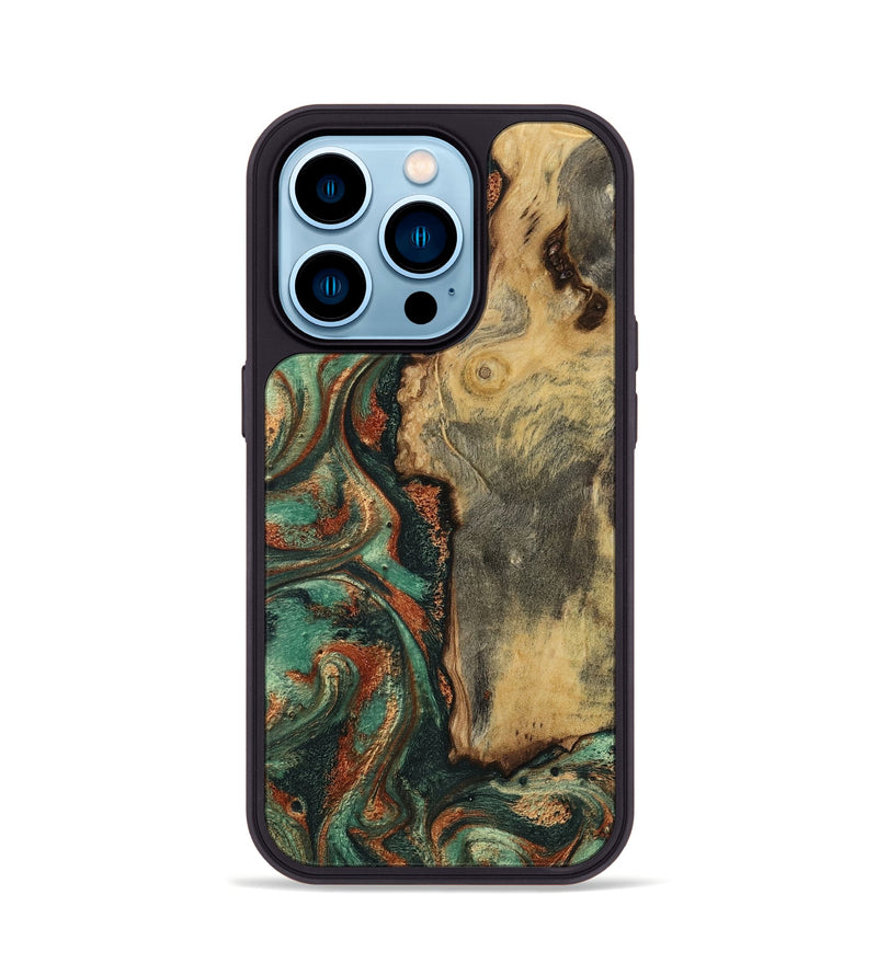 iPhone 14 Pro Wood Phone Case - Baylee (Green, 801021)