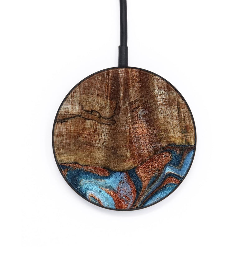 Circle Wood Wireless Charger - Jordon (Teal & Gold, 801023)