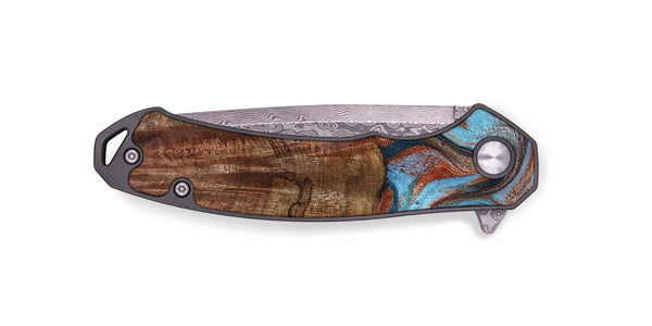 EDC Wood Pocket Knife - Jordon (Teal & Gold, 801023)