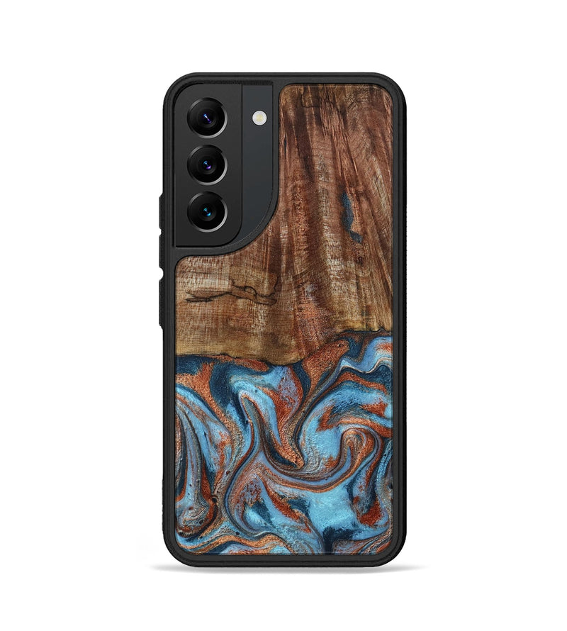 Galaxy S22 Wood Phone Case - Jordon (Teal & Gold, 801023)
